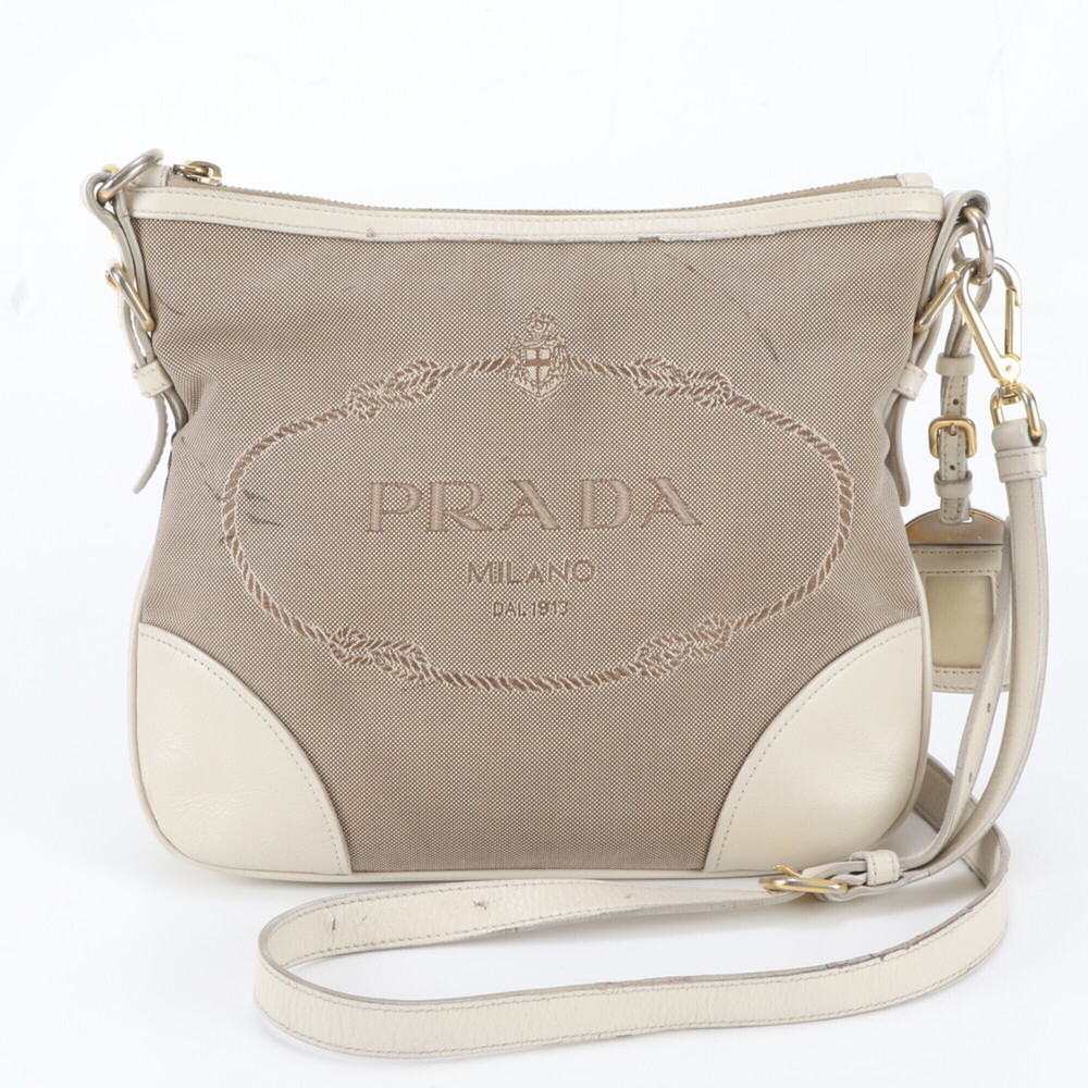 Prada Leather and Canvas Shoulder Bag/Crossbody Bag - Brand Name Women's